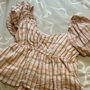 Plaid Puff Sleeve Top